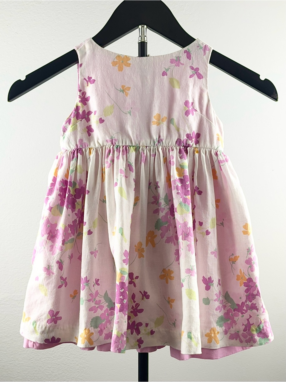Baby Gap 2000 Linen Pink Purple Floral Vintage Dress 12-18M